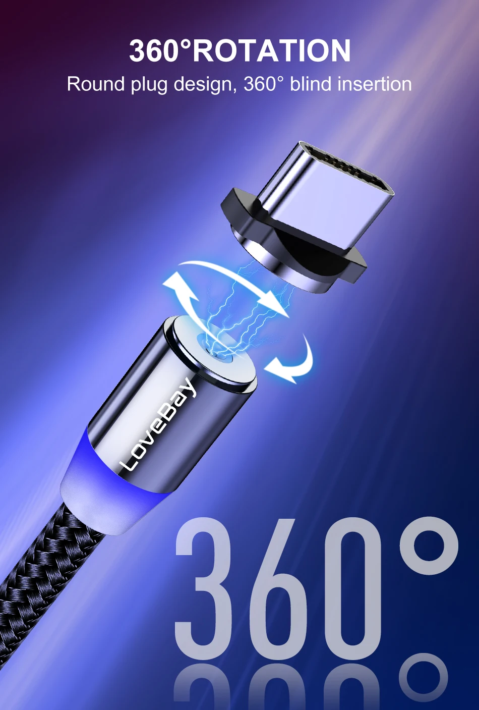 Lovebay чехол Магнитный USB кабель для быстрой зарядки для Iphone TYPE-C микро 0,5/1/2/3 м Магнит USB кабель для мобильного телефона Зарядка через usb шнур