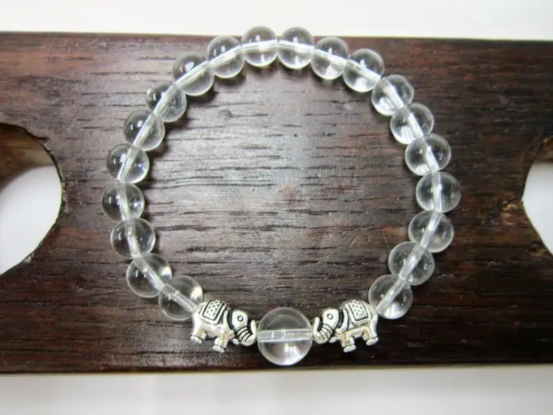 Lucky Elephant BraceletObsidian Bracelet Hematite Bracelet Mens Indian Elephant for Men Meditation Healing