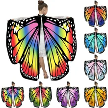 Рождественская шаль с принтом крыльев для мальчиков и девочек, детская шаль с рождественским принтом, дамский плащ-накидка, костюм для выступлений