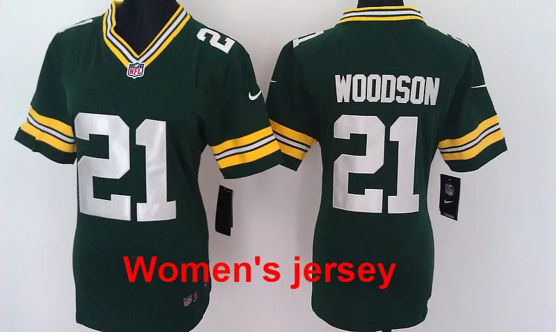 A+++ Green Bay женщины дамы Все сшитые#12 Аарон Роджерс белый#52 Глина Matthews зеленый Джерси - Цвет: 12