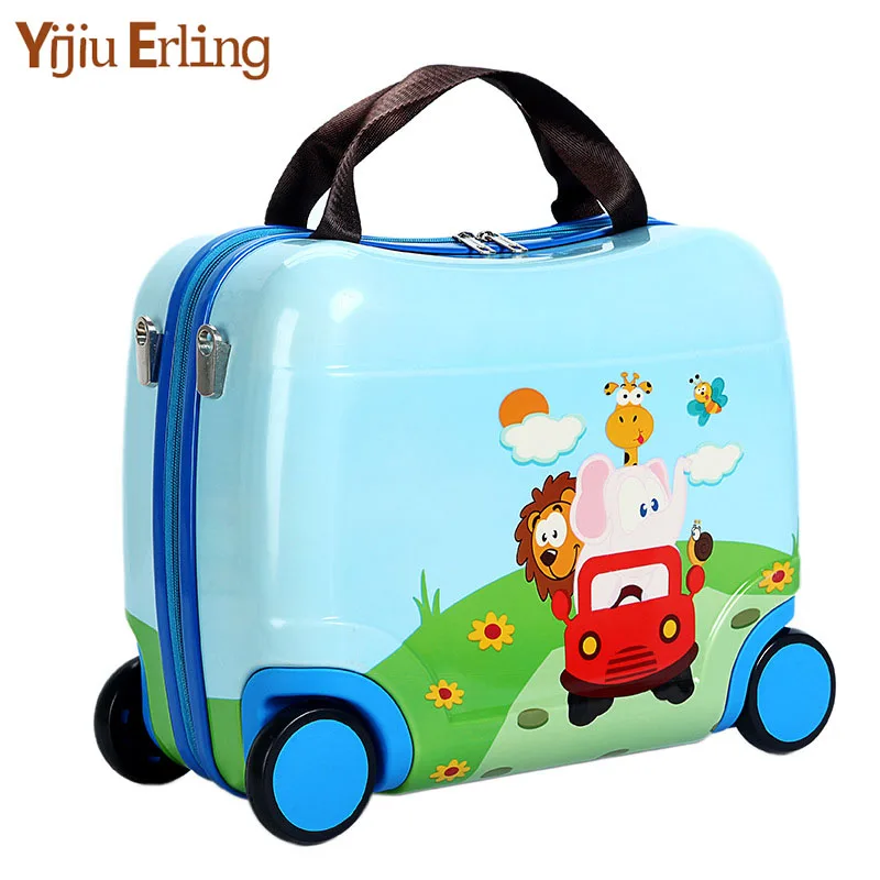 

Fashion Travel Luggage Locker Boy Girl Cars Toy Box Suitcase Can Sit To Ride Baby Check Box Children Holiday Gift Bear40KG ABS