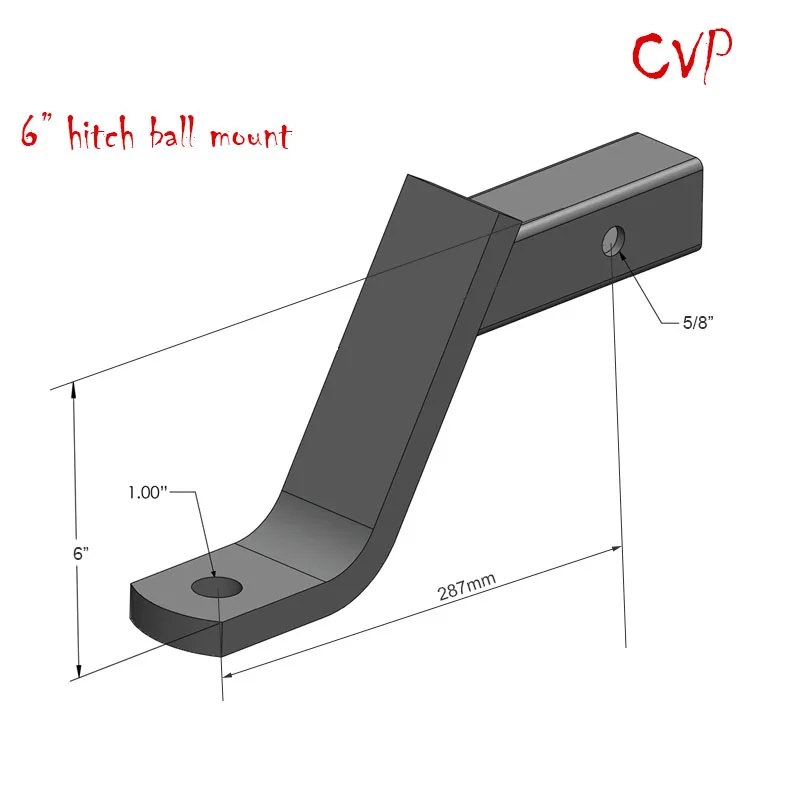 CVP Towbar Tongue Ball Mount Hitch Heavy Duty Trailer Towball Tow Hitch Mounting 6" RV Parts Camper Accessories Caravan