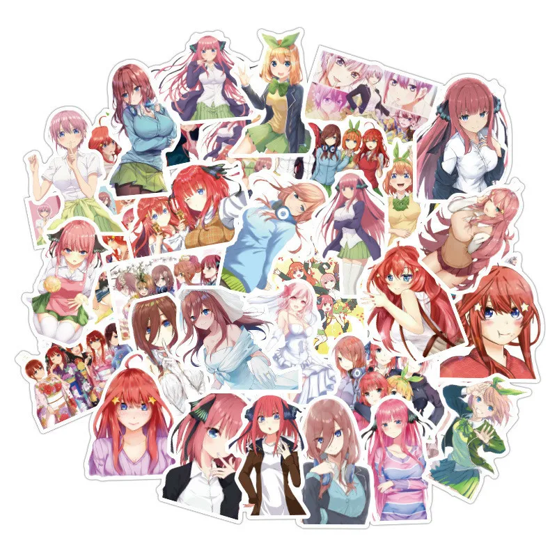 

50 Pcs/set Anime The Quintessential Quintuplets Embossed Poster Figure Nakano Ichika Nino Miku Yotsuba Itsuki Sticker for Gifts