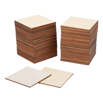 

NEW-80 Pieces Square Unfinished Blank Wood Pieces for Painting Writing and DIY Arts Crafts Project,3 x 3 Inch