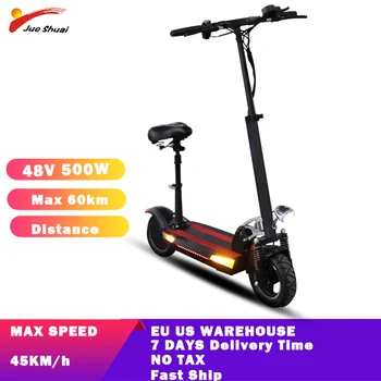Billige EU USA Lager Erwachsene Elektrische Klapp Roller Mit Sitz 48V 500W Kick ScooterAdjustable Roller Mit Scheibenbremse Abnehmbare Sitz