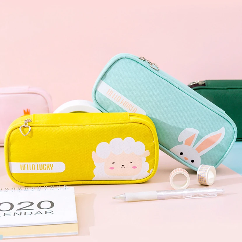 de lápices para niños, Escolar con tres cremalleras, bolsa Kawaii para lápices, material de oficina, lindo, 2021 _ - AliExpress Mobile
