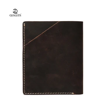 

men leather wallet genuine leather cowhide short crazy horse design men's vintage bag hand made