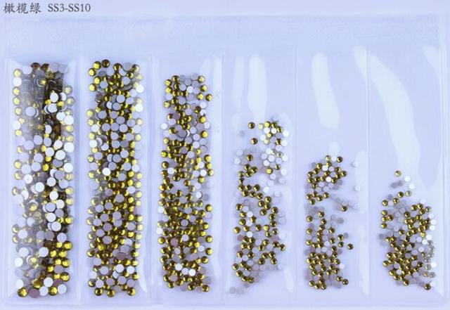 Colors Nail Rhinestones 1 Pack 1 Bag about 1440 PCS Mixed Size Round Flat-back AB Crystal/Rhinestone