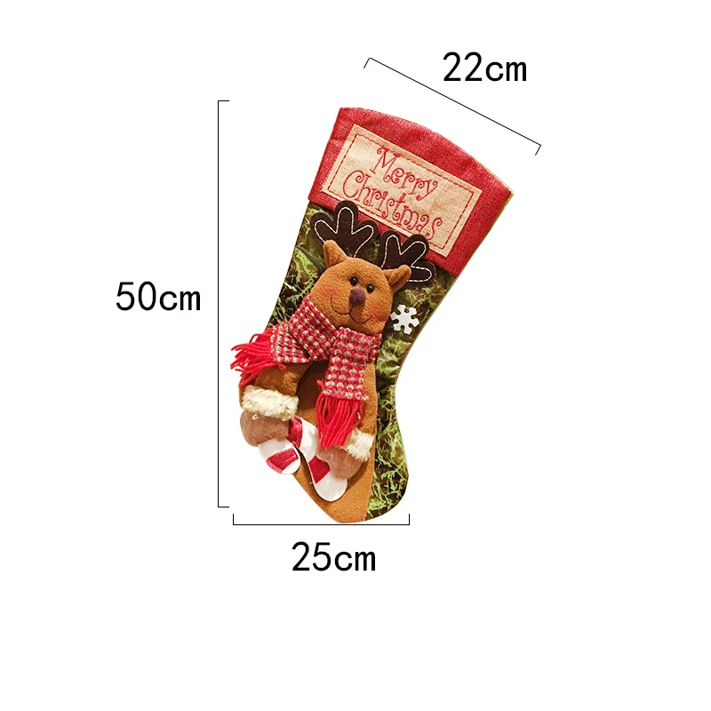3pcs 18" Christmas Stocking Decor Large Stockings Santa Snowman Xmas Character for Family Holiday Christmas Party Decorations