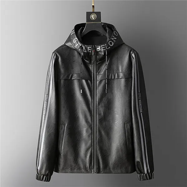 Куртки мужские пальто из искусственной кожи флисовая 4XL мотоциклетная куртка с капюшоном и воротником мужская Куртка jaqueta зимняя мужская деловая верхняя одежда из искусственного меха - Color: black