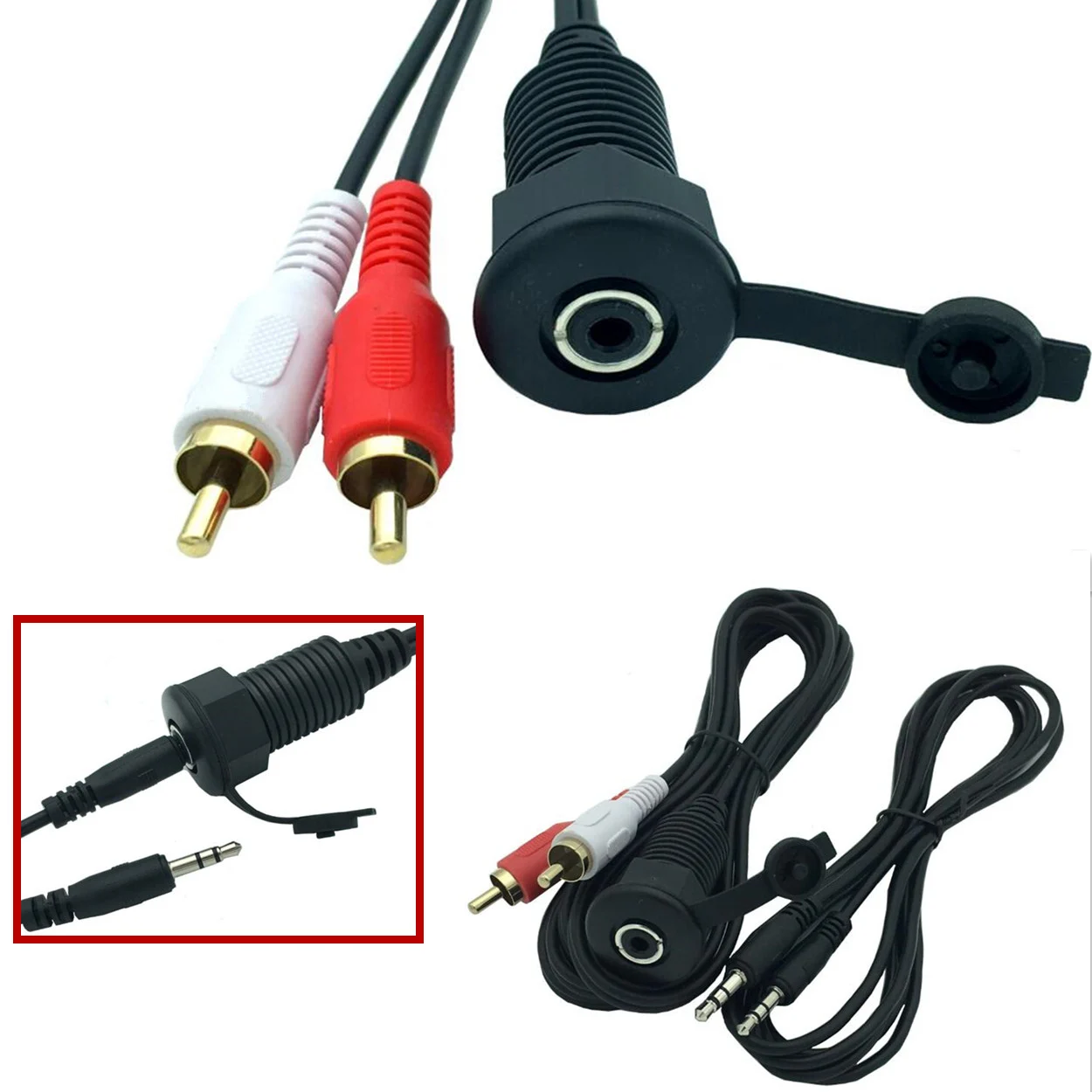 Кабель 3 5 мм 2 RCA штекера на гнездо удлинителя утопленное крепление для приборной