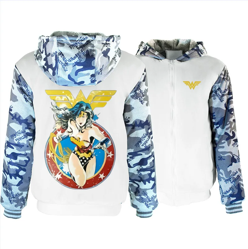 J Wonder Woman, принт, белый, на молнии, костюм, толстовки, мужские, аниме, с капюшоном, косплей, толстовки, уличная, повседневные топы - Цвет: J