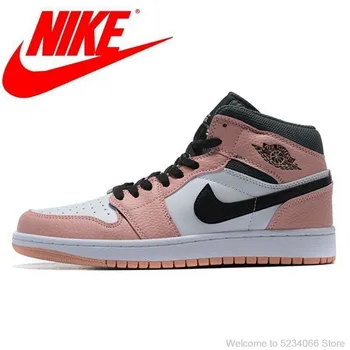 

Nike Air Jordan 1 Mid AJ1 Cherry Blossom Pink Dirty Pink white Pink Women's Mid Basketball Shoes Size 36-39 555112-603