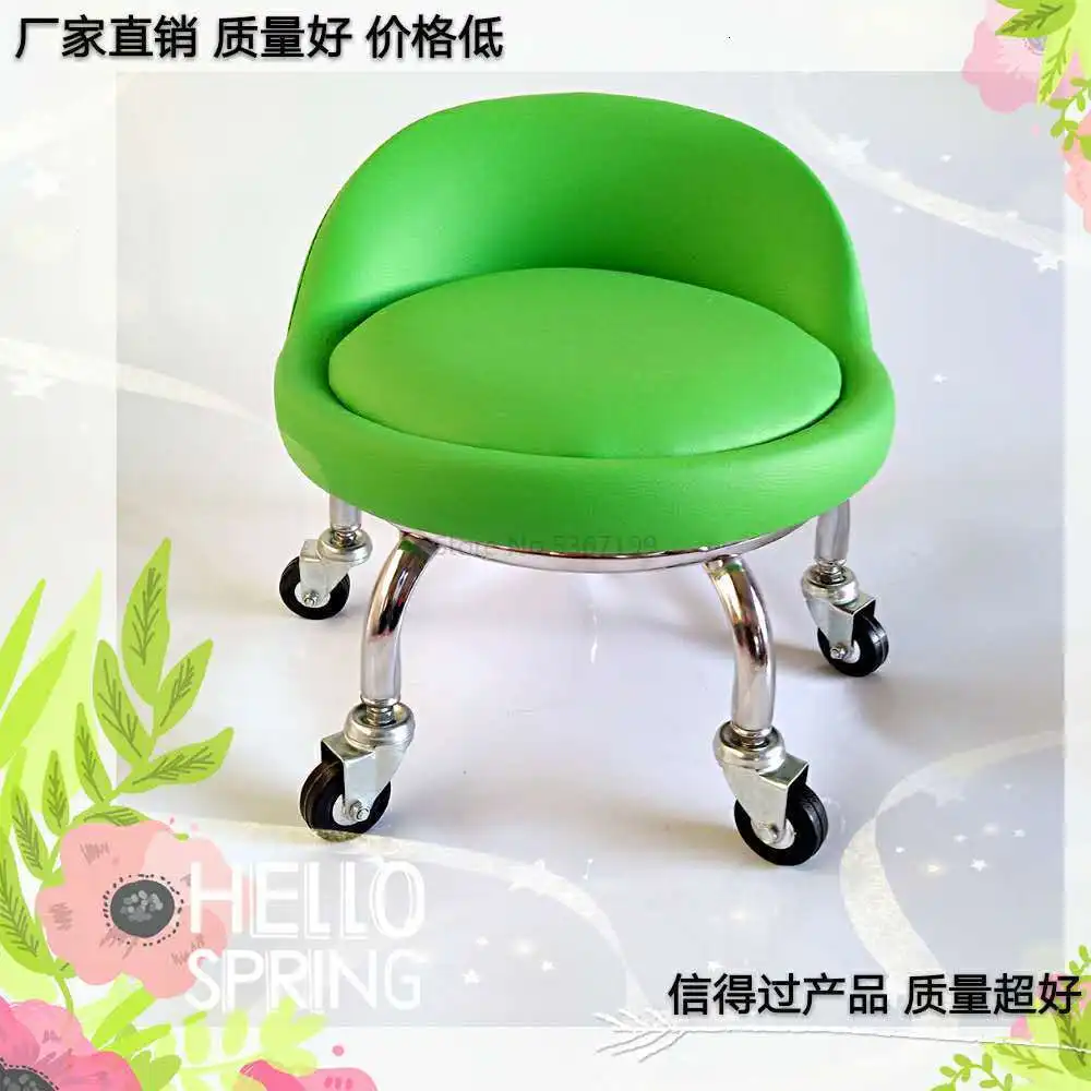 Pulley Stool Beauty Sewing Construction Stool Round Bench Stool with Doll Stool Child Toddler Stool Pulley Stool Squat Stool - Цвет: Коричневый