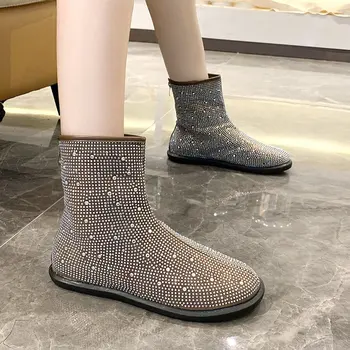 

2020 Winter New Women Snow Boots Crystal Rhinestone Warm Plush Inside Ankle Winter Emu Boots