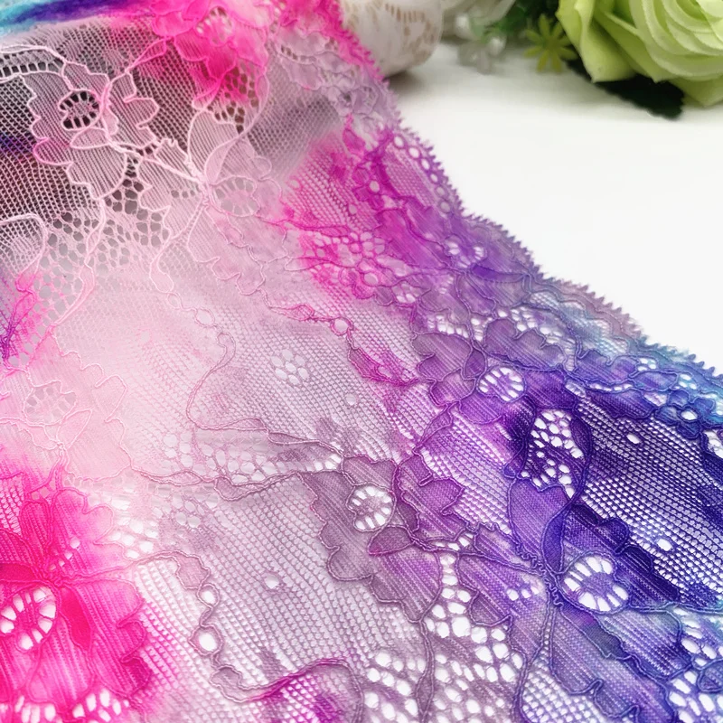 3y/lot 18cm Colorful Mix Elastic Stretch Lace Trim 5