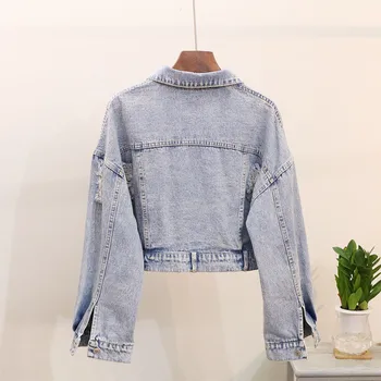 

Sequins Denim Jacket For Women 2020 New Spring Autumn Womens Jacket Short Coat For Women Turn-Down Collar Jackets Jaqueta Jeans