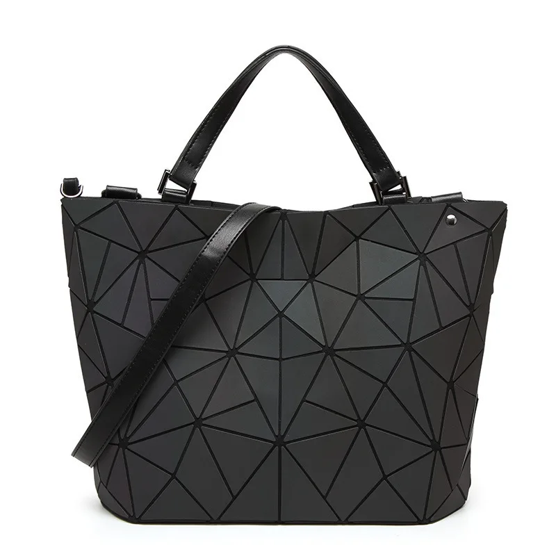 

2018 New Style Laser Joint Night Light Bag Geometry Irregular Rhombus Bucket Bag Europe And America Portable Shoulder Bag
