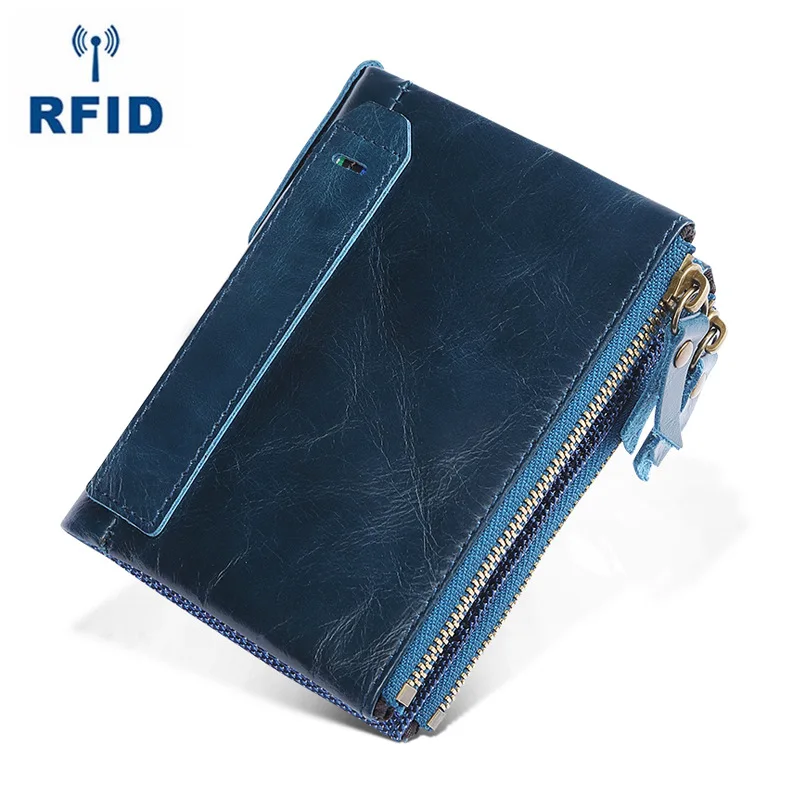 Кошелек из натуральной кожи с функцией блокировки Rfid Для мужчин короткий бумажник с отделением для кредитных держатель для карт монет карман для отдыха в стиле ретро бумажник