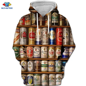 

SONSPEE 3d print Cosplay Wine Bottle Cap Animal Fishing Hoodie Casual Space Beer Astronaut Sweatshirt Men Bartender Hoodie Tops