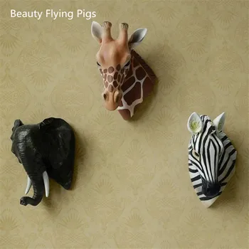 

Wall stickers for kids room sticker room decoration handicraft zebra head giraffe head elephant head Creative animal head statue