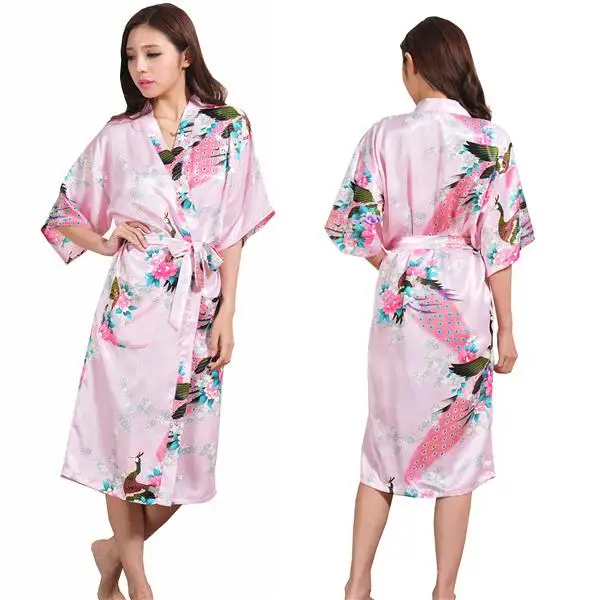 Свободное Ночное платье Домашняя одежда женский свадебный халат невесты соблазнительное кимоно Банный халат ночная рубашка домашняя одежда - Цвет: Pink