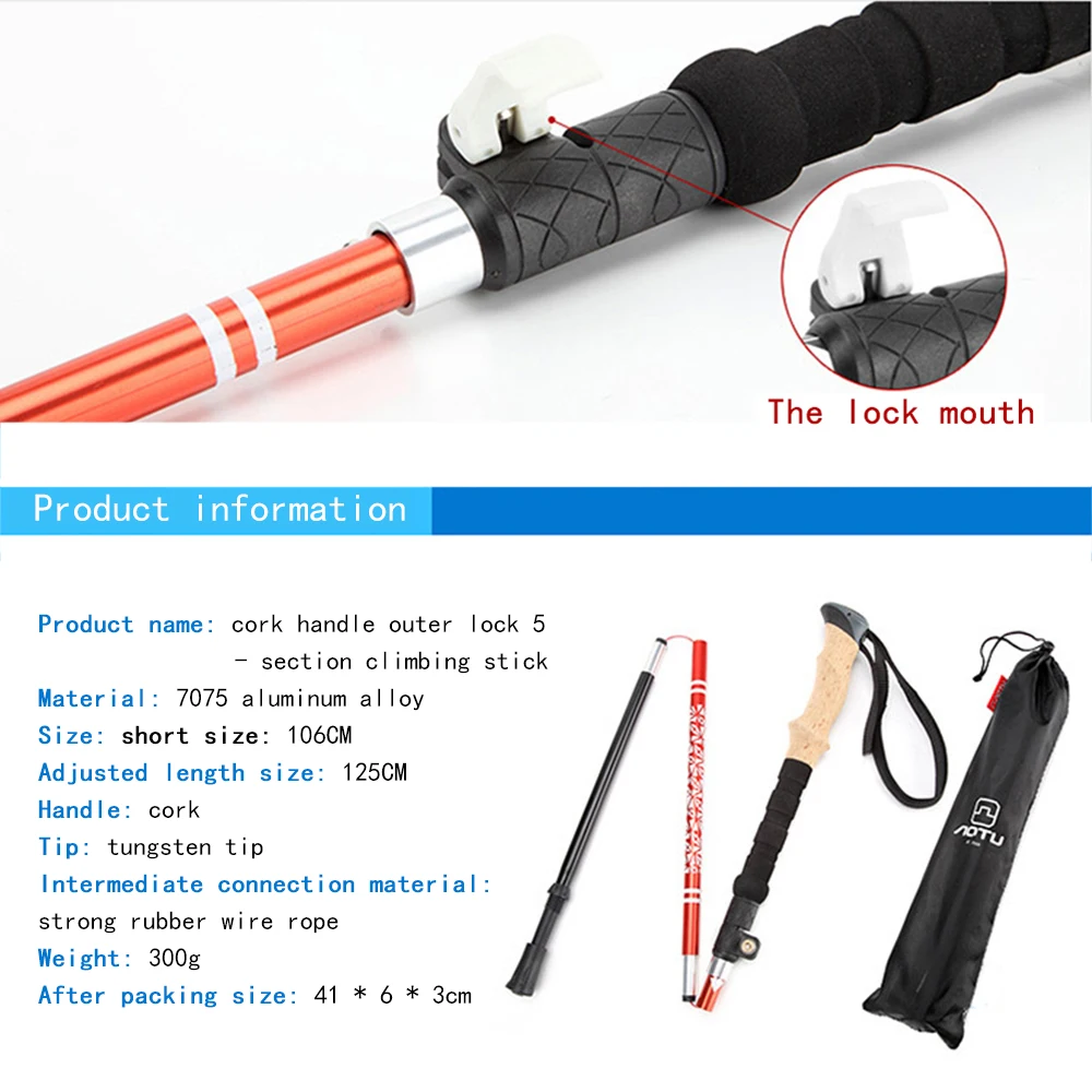 Walking Sticks Anti Shock Hiking,Walking,Trekking Trail Poles for Nordic Walking Telescopic Scandinavian Hiking Equipment