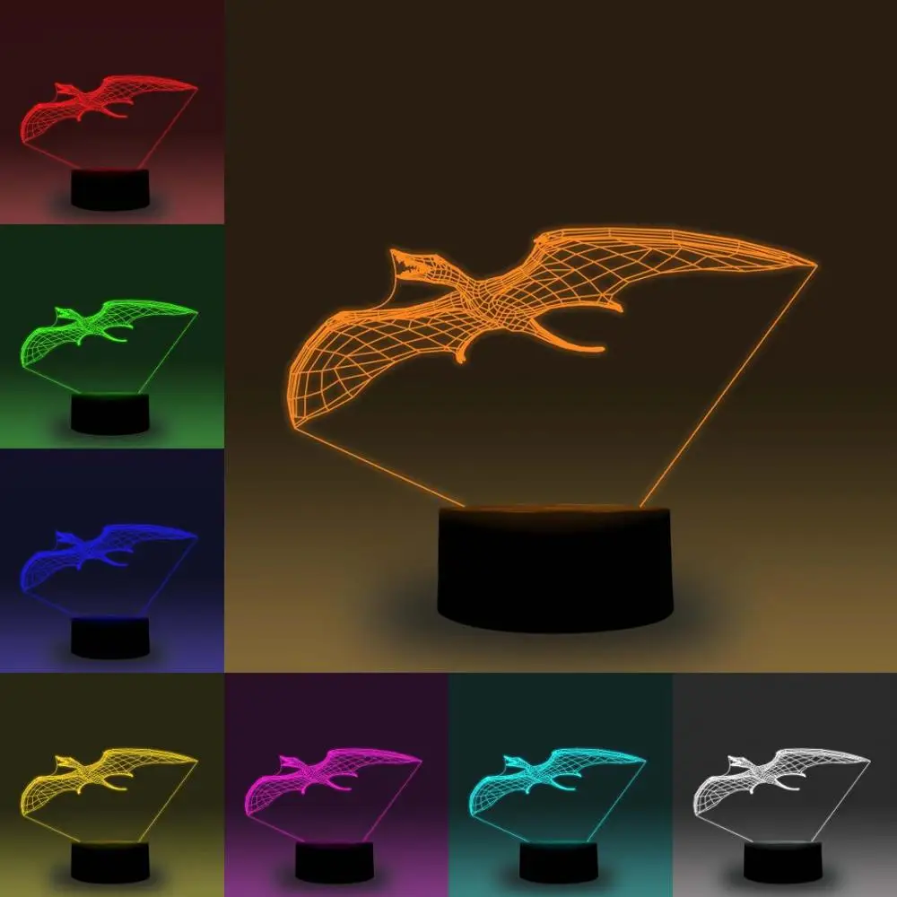 NiteApps Rhamphorhynchus динозавр 3D RGB светодиодный ночник настольная лампа иллюзия Лампа подарок на день рождения приложение/сенсорное управление