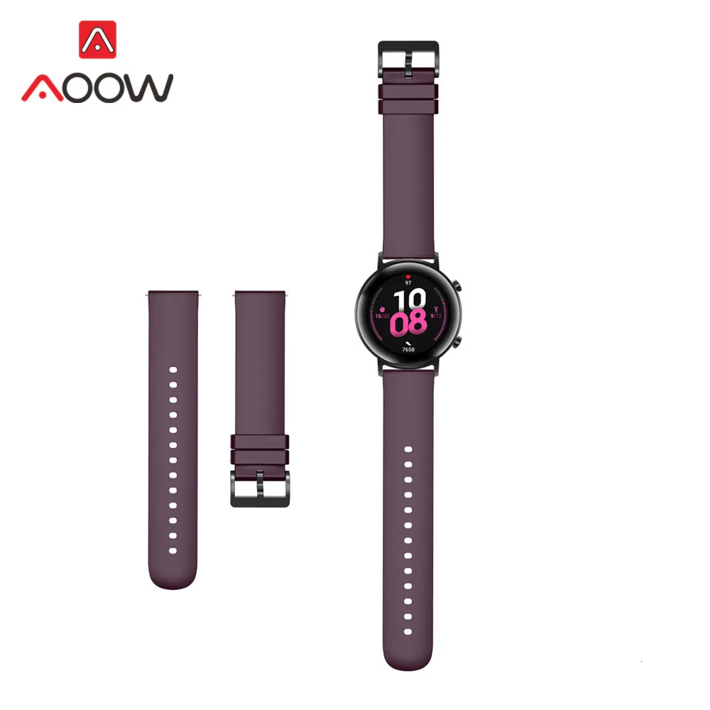 Мягкий спортивный силиконовый ремешок 20 мм для huawei Watch GT 2 samsung Galaxy Watch Active S2 Garmin быстросъемный браслет ремешок для часов