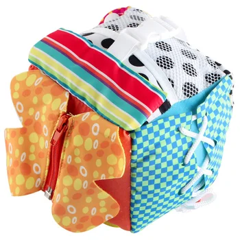 

Baby Early Educational Toy Daily Life Simulation Plush Cloth Balls Puzzle Zipper Laces Cognitive Toy Square Ball