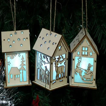 

Merry Christmas LED Lights Luminous Cabin Pendants Ornaments Xmas Gifts New Year