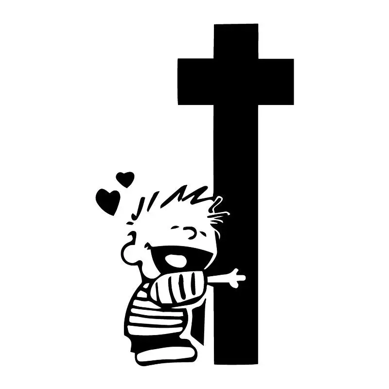 Small-Town-9-9X17-2CM-Boy-Hugging-Cross-Funny-Bumper-Decoration-Decal ...