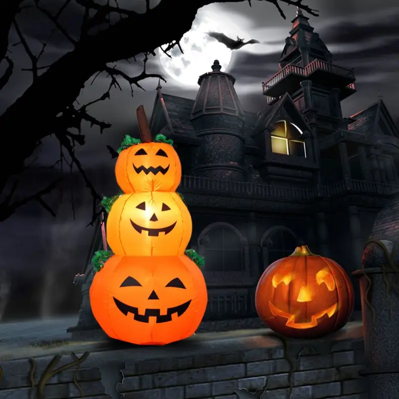 4 Foot Halloween Inflatable 3 pumpkin Lanterns Yard Art Decoration（US） R7RB