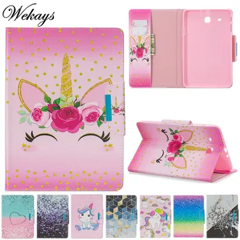 

Wekays For Samsung Tab E 9.6 T560 Cartoon Unicorn Leather Fundas Case For Samsung Galaxy Tab E 9.6 T560 T561 Tablet Cover Cases