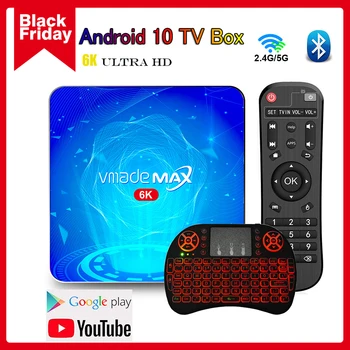 

2020 Smart TV Box Android 10 Vmade Max 4GB 64GB TVBOX 6K 60fps Google PlayStore Youtube Set top Box IPTV Support WiFi Bluetooth