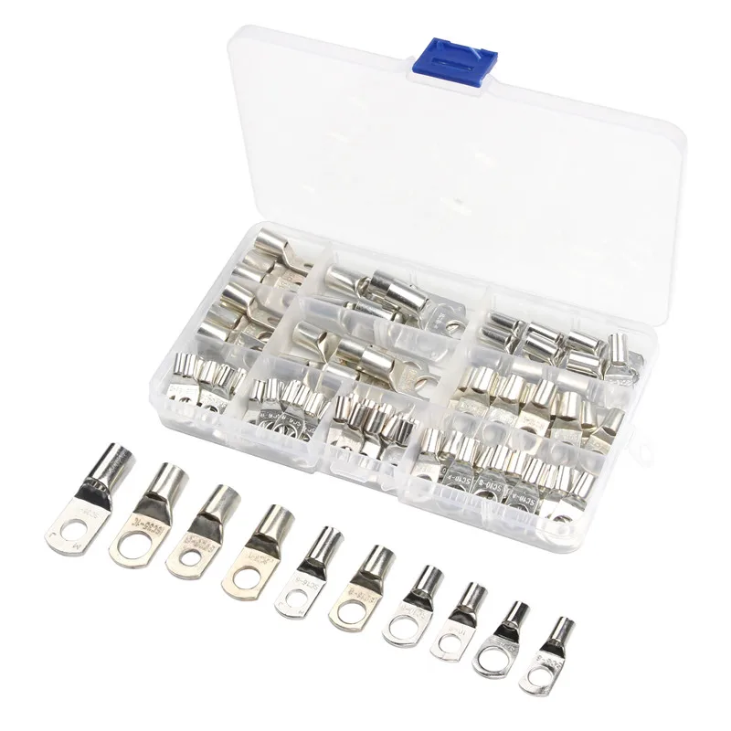 100PCS SC Tinned Copper Lug Ring Eyes Wire Connectors for Battery Bare Cable Electric Wire Crimp Terminal Home Decro 100PCS SC Tinned Copper Lug Ring Eyes Wire Connectors for Battery Bare Cable Electric Wire Crimp Terminal Home Decro
