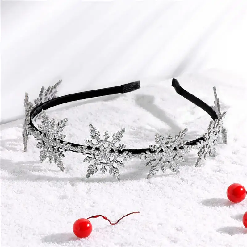 Christmas Hairband Cute Glitter Snowflake Hair Hoops Headdress Party Favors Supplies for Kids Adorable Christmas Hair Bands