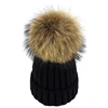 Chapeau d'hiver à pompon en fourrure pour femme, épais, bonnet tricoté ► Photo 3/6