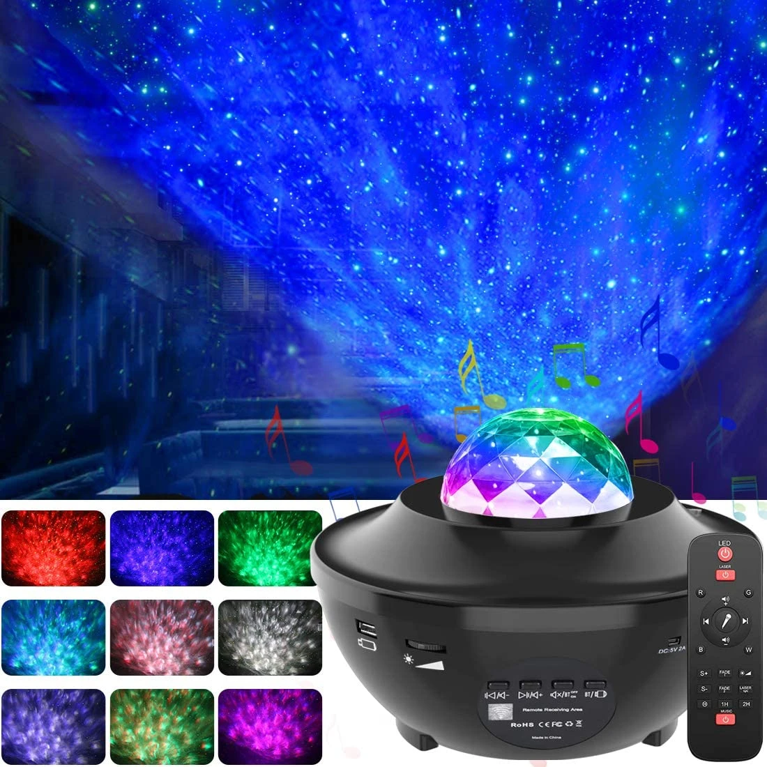Colorful Starry Sky Projector Blueteeth Usb Voice Control Music Player Led Night Light Romantic Ocean Wave Projector Novelty Lighting Aliexpress