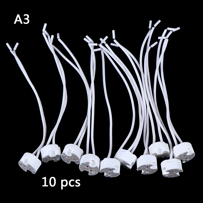 1 шт./5 шт./10 шт. держатель лампы Mr16 керамическая розетка база с высоким качеством кабель силиконовый для светодиодный и галогенные лампы - Цвет: 10pcs