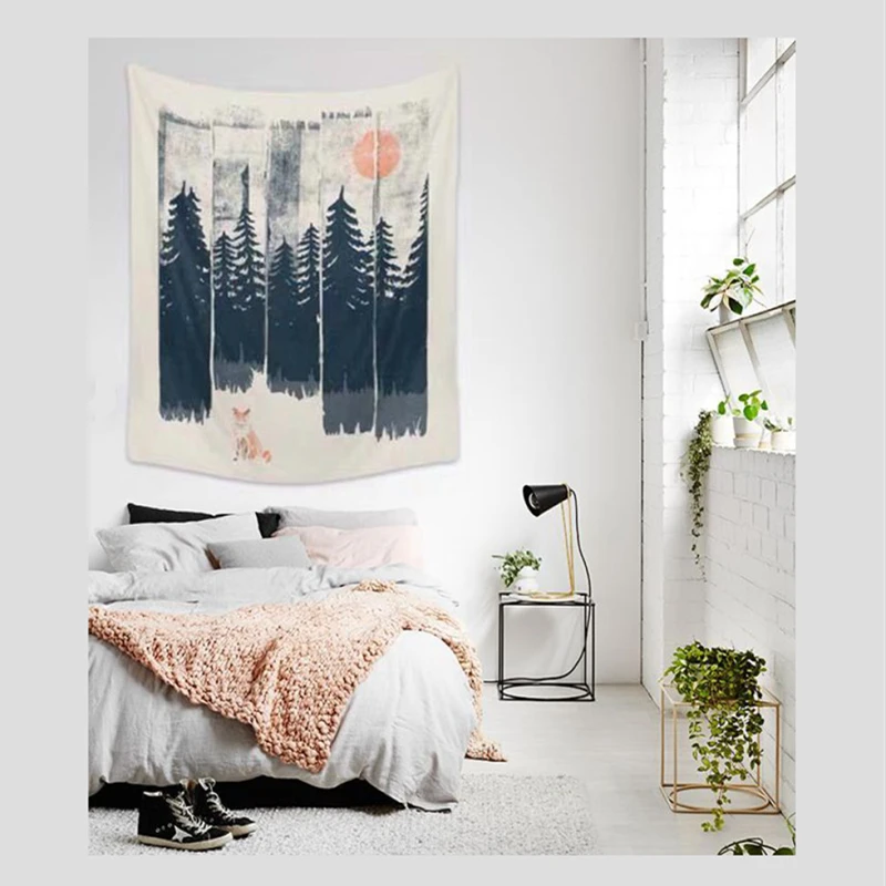 

Loartee Art Painting Sunrise Forest Tapestry Psychic Scenic Bohemian Girl Dorm Living Room Home Wall Decoration Hanging Blanket