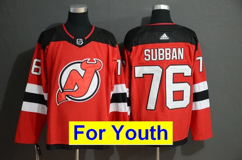 Детский Молодежный Нью-Джерси P.K. Футболки Subban Jack Hughes Taylor Hall Nico Hischier