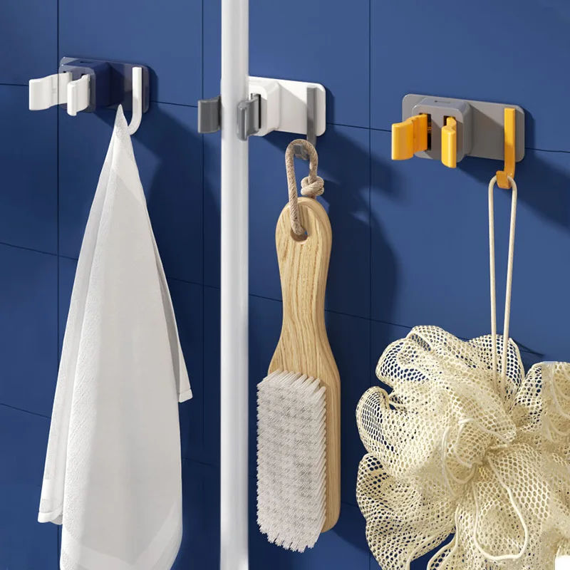 

1pcs Adhesive Multi-Purpose Hooks Wall Mounted Mop Organizer Holder RackBrush Broom Hanger Hook Kitchen bathroom Strong Hooks