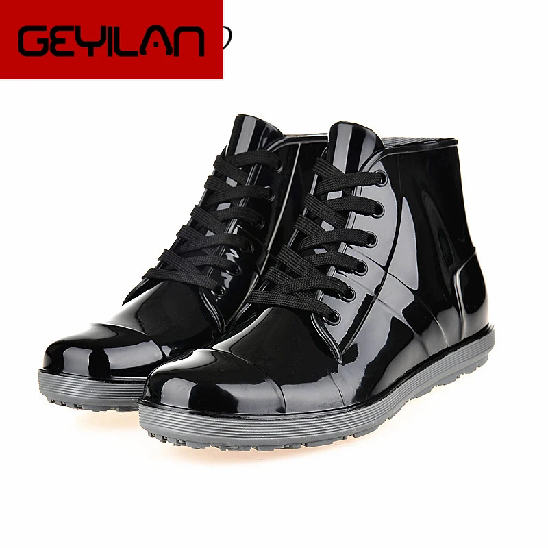 35-44 Fashion Ankle Rainboots Rubber Male Slip On Casual Shoes Waterproof 2019 New Solid PVC Rain Boots |