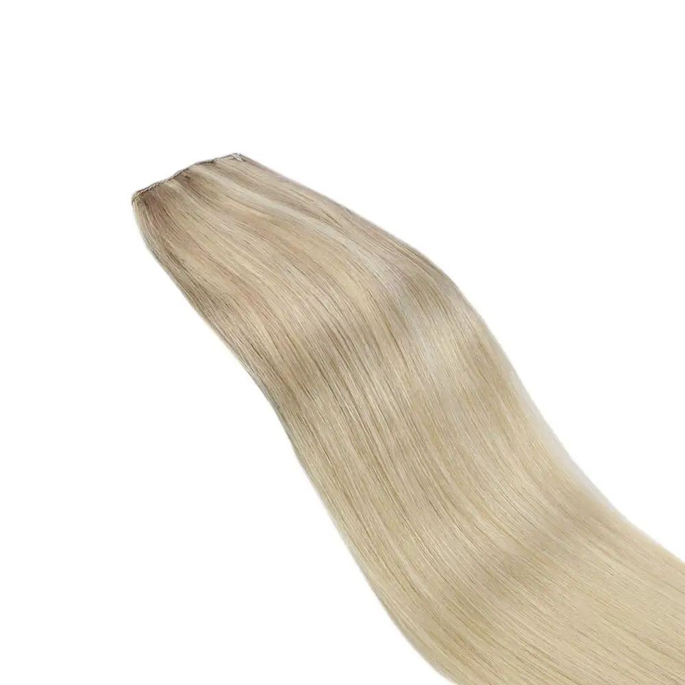 Ugeat Halo Weft Real Hair Extensions Balayage Machine Remy Hair 12-22inch Natural Straight Flip In Human Hair