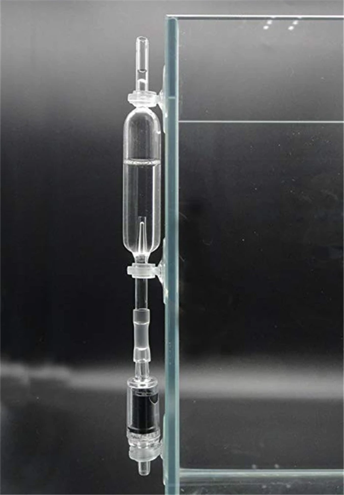BLSYGJPQ Стеклянный интенсивный поток CO2 счетчик пузырьков присоска аквариум живое растение углекислый диффузор с воздушным обратным клапаном - Цвет: BLSYGJPQ