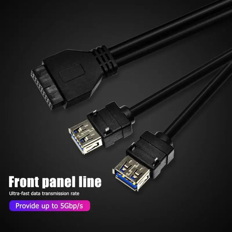 20Pin до 2 USB 3,0 кабель на передней панели адаптер прочный высокоскоростной передачи данных с фиксированной ножкой для компьютера чехол