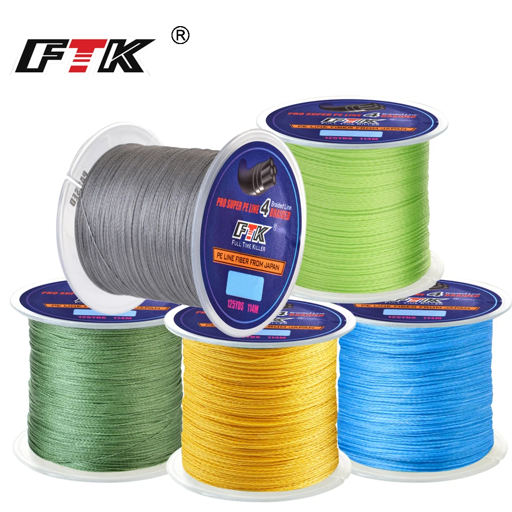 

FTK 114M 4 Strands PE Braided Wire Fishing Line 125Yards 0.10mm-0.40mm 8LB-60LB Incredibly Strong Multifilament Fiber Line