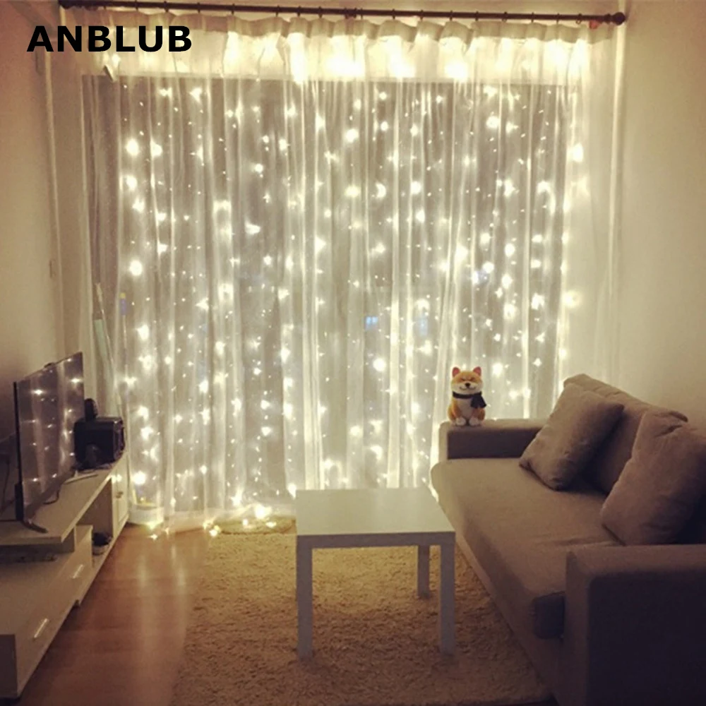 ANBLUB Новогодняя уличная оконная гирлянда 3 м x 300 светодиодов 8 режимов Сказочная