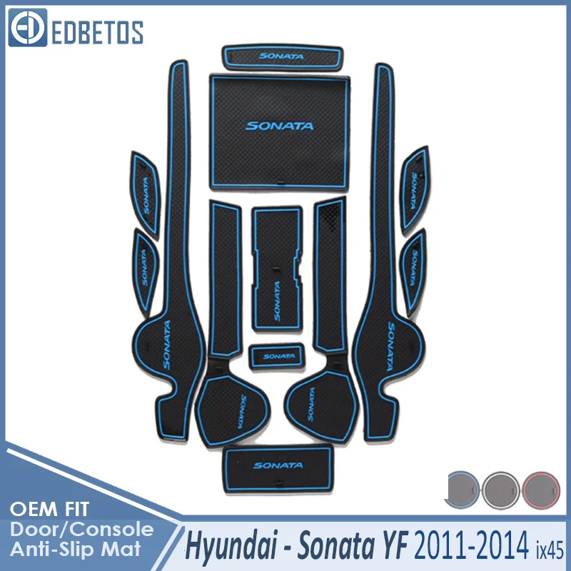 Противоскользящий коврик для hyundai Sonata YF i45 2011 2012 2013 Аксессуары ворота слот подставка анти-Грязная дверь паз коврик автомобильный Interio - Название цвета: Sonata Blue